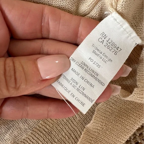 Nili Lotan Camel V-Neck Ginny Linen Sweater - Picture 12 of 12